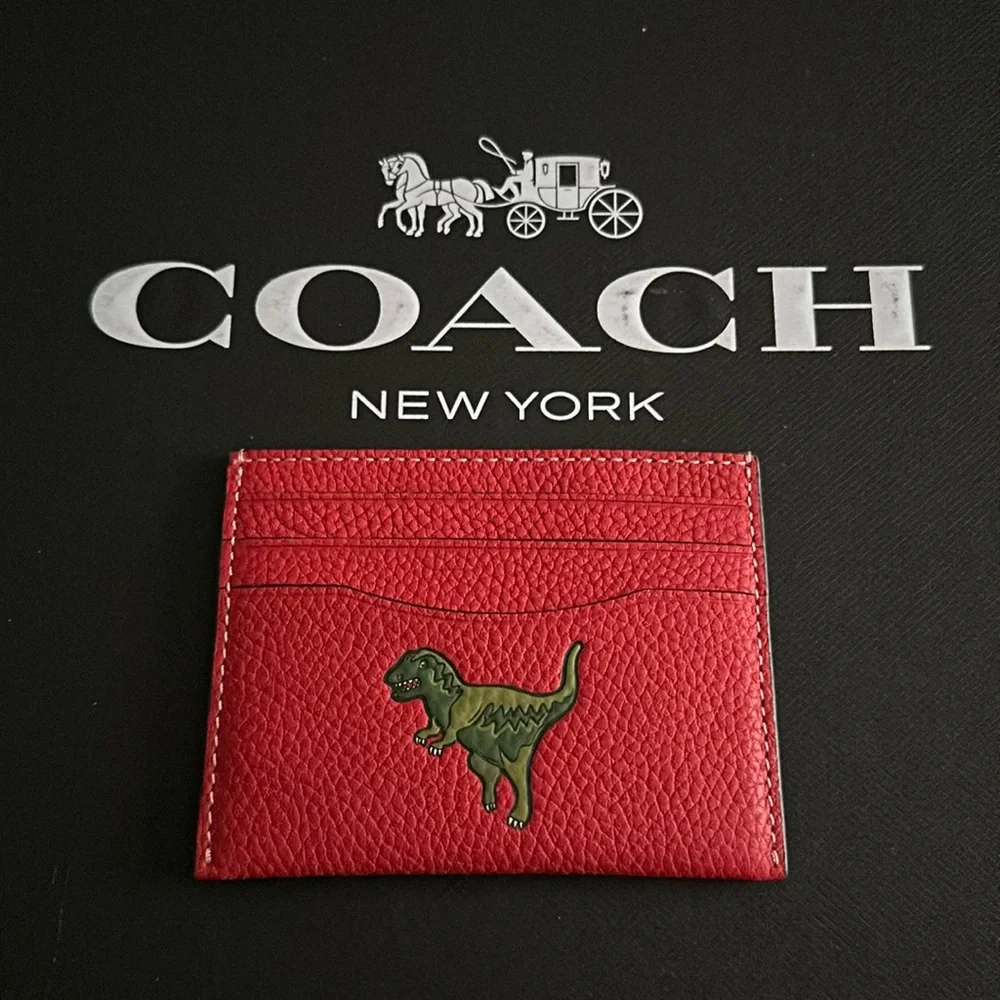 Coach Rexy Wallet Sport Red Card Case Leather Dinosaur motif Limited Edition